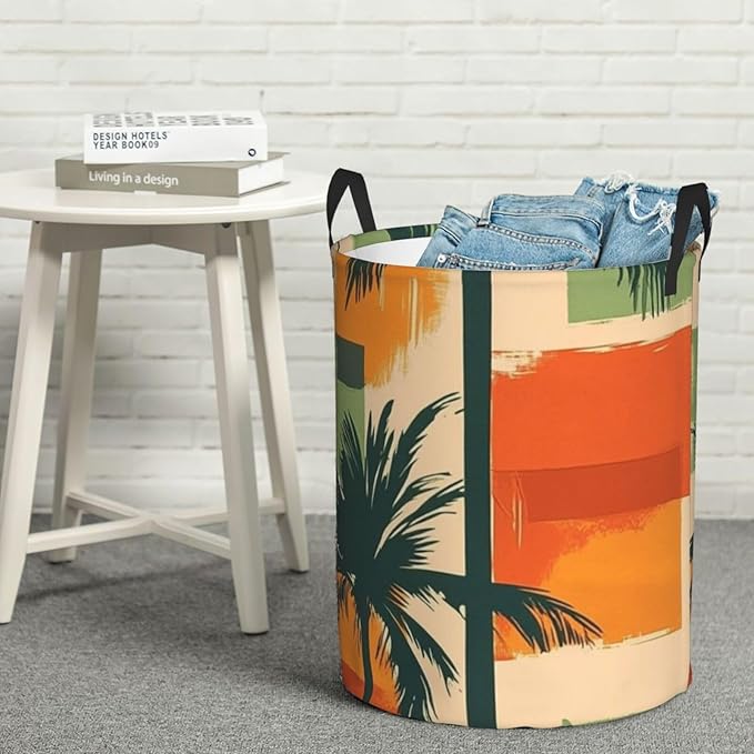 Retro Tropics Print Laundry Basket For Storage Bins Gift Baskets Bedroom Clothes Hamper