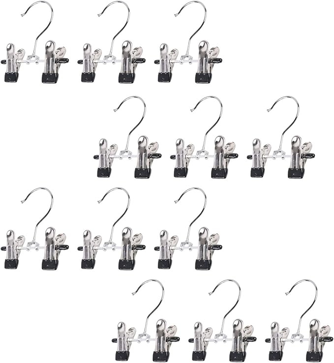 Double Adjustable Clips Boots Hangers,Space Saving Boots Socks Bags Hanging Clips Boot Holder Boot Organizer,Set of 12 (12)