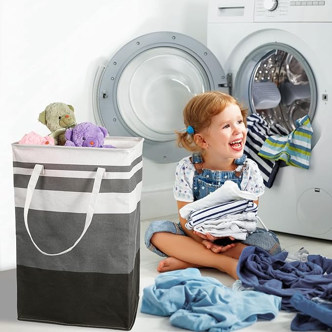 4 Pcs 75L Large Laundry Basket Laundry Hamper Freestanding Waterproof Clothes Hamper Collapsible Tall Clothes Basket with Extended Handles for Bedroom Bathroom Dorm and Family Towels Toys