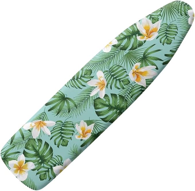 SEANATIVE Hawaii Plumeria Flower Ironing Board Cover and Pad Heat Reflective Ironing Pad Cover Palm Leaf Iron Board Cover for Home Decor