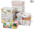 10 PCS Clear Zippered Storage Bags with Handle,Sweater Storage with Zipper,Foldable Closet Organizer Bed Sheet Organizer,Cube Plastic Organizer,Bag,Bin for Clothes,Towel-15.7 * 11.8 * 7.9