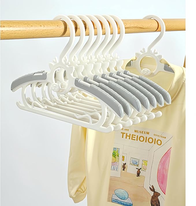 Baby Kids Clothes Hangers, 10 Pack Toddler Infant Nursery Childrens Hanger for Closet, Plastic Adjustable Stackable Hangers for Baby Clothes