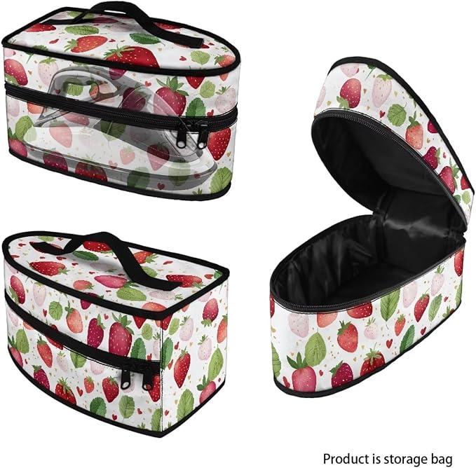 Strawberry Heart Print Steam Iron Case Travel Iron Organizer Handheld Steamer Holder with Handle Waterproof Travel Accessories, Case Only