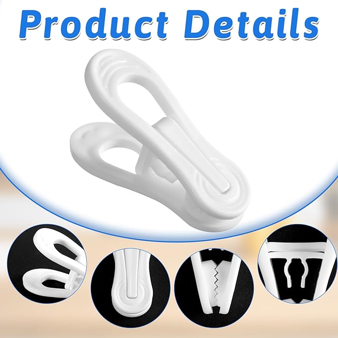 100 Pack White Plastic Hanger Clips for Baby Clothes Hanger Clips- 2.75 Inch Multi-Purpose Hangers Clip for Pants