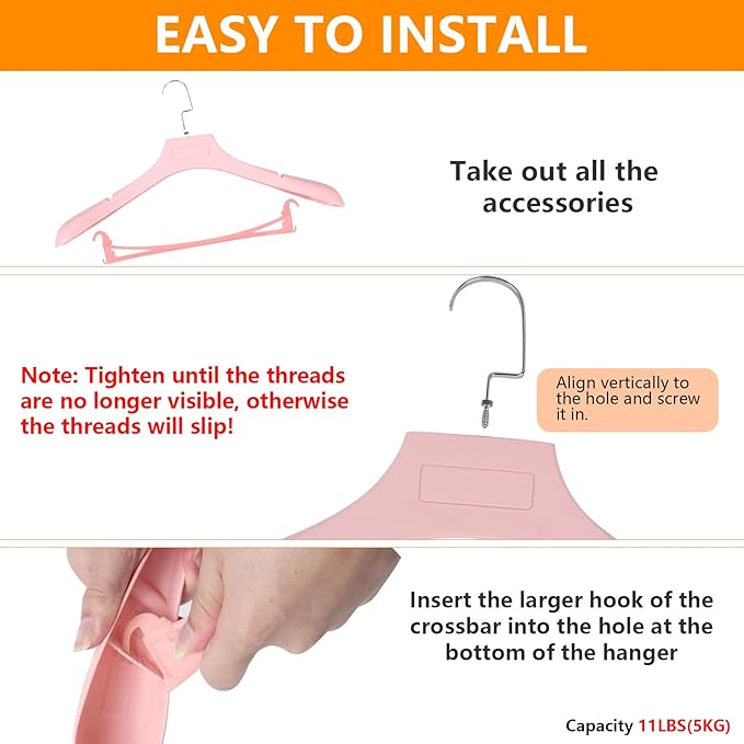 DEDU Suit Hangers for Men 10 Pack, Pink Coat Hangers Extra Wide Non Slip Width 17.7", Plastic with Pants Bar & Metal Hook