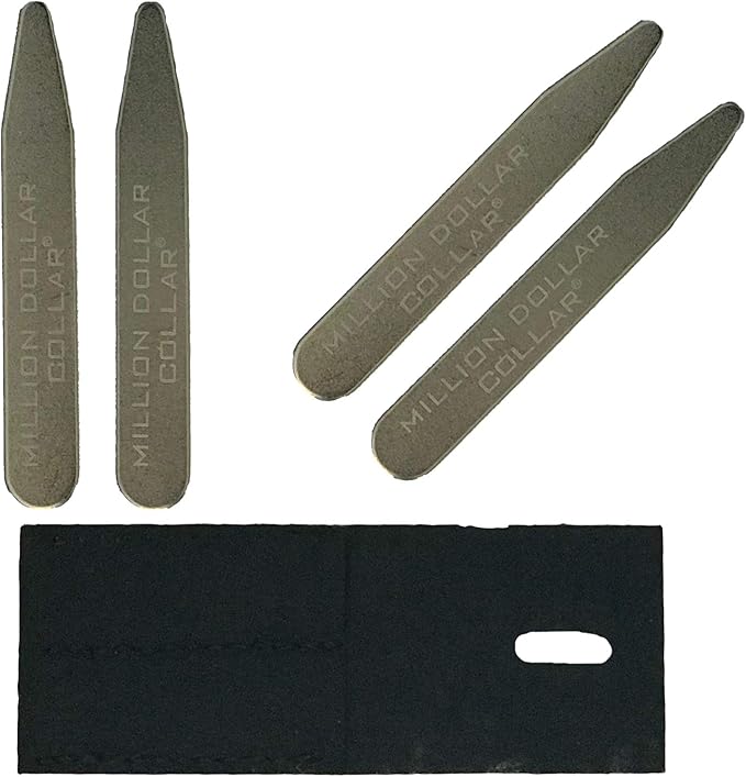 Million Dollar Collar Metal Collar Stays for Men with Felt Carrying Cases Stays Metal