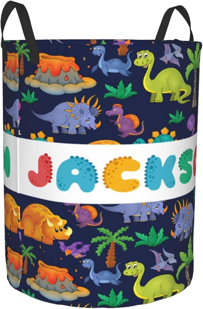 Personalized Dinosaur Laundry Basket For Baby Kids Boys Girls Adult Custom Hamper Basket With Name For Bathroom Bedrooms Collapsible Baby Laundry Basket, Dirty Clothes Hamper With Handles