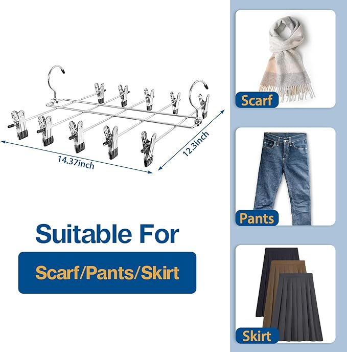 6 Piece Pants Hangers Space Saving,Skirt Hanges with Clips 5 Tier,Closet Organizers and Storage Magic Hangers,Clothes Hangers Space Saver,Closet Organization for Skirt,Trousers,Jeans,Legging