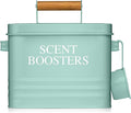 Calindiana Modern Farmhouse Metal Laundry Scent Booster Beads Dispenser Container with Scoop for Laundry Room Decor and Accessories and Space Saving Laundry Room Organization and Storage, Mint