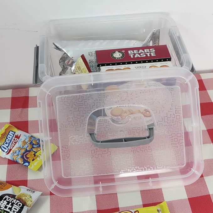 Jekiyo Clear Plastic Storage Bin, 6 Quart Latching Box Container with Lid, 4 Packs