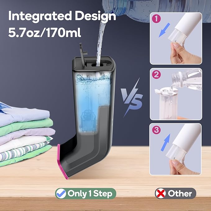 Mini Travel Steamer for Clothes,110-240V Portable Dual Voltage Steamer & Iron 2 In 1,Integrated 170ml Tank 25s Fast Heat,1.2lbs Travel Size Fabric Iron,Handheld Steaming Wrinkles Remover For Garments