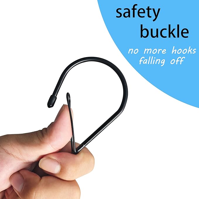 6Pcs S Hooks Hanging 12 inch Heavy Duty Large S Hooks with Safety Buckle, Long S Hook for Hanging Plant, Utility Hooks, Long Heavy Duty Hanging Hooks for Kitchen, Bathroom, Garden, Indoor, Outdoor