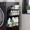 3 Tier Magnetic Shelves for Washing Machine with Pull Out Metal Drawer,Magnetic Spice Rack for Fridge,Magnetic Rack with no Installation, Versatile Storage Organizers for Home (Black, 3 Tier)