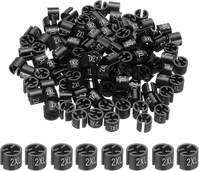 PATIKIL 300 Pcs Clothes Hanger Markers 2XL Fit Rod Garment Size Tag Hanger Clips Round Color Coding Label for Clothing, Black