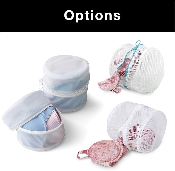 Smart Design Intimate Wash Bag with Safety Zipper - Set of 2 - Washing Machine Safe - Fine Mesh Nylon Polyester - Bra, Hosiery, Pantyhose, Delicates, Lingerie, & Baby Clothes - 6.5 x 5.5 Inch - White