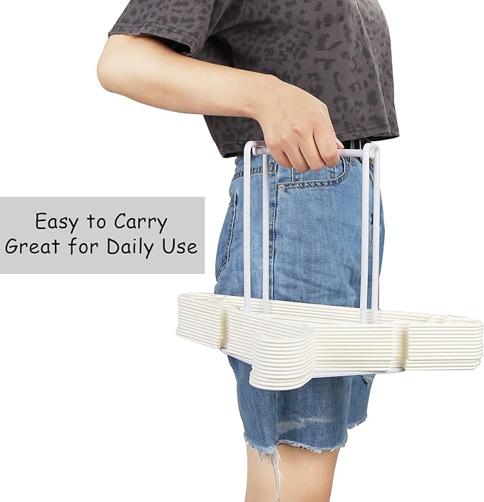 Hanger Stacker Holder Stand, White Plastic Hangers Rack Storage for Closet and Laundry Room Organization