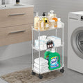 Betoveren 3 Tier Slim Storage Cart with Wheels Slim Rolling Utility Cart Mobile Shelving Units Organizer for Narrow Space in Home Kitchen Bathroom Laundry Room Transparent (Width 6.3 Inches)