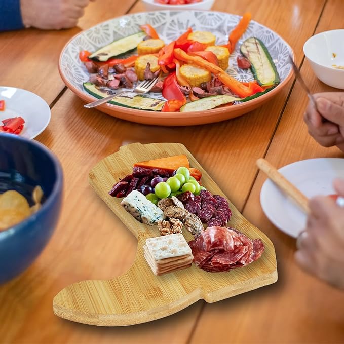 Vastigo Cowboy Boot Bamboo Cutting Board & Charcuterie Serving Board | Western Kitchen Decor Gift | 9" x 11.25" Unique Shaped Cheese Board
