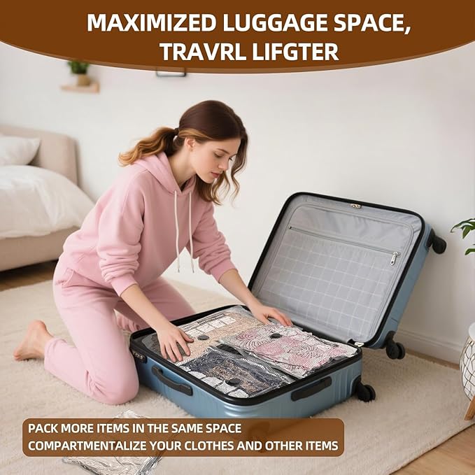 Travel Vacuum Storage Bags,9 Pack Carry-On Size Compression Packing Bags for Luggage and Suitcase, Space Saver for Clothes and Clothing Travel 80% Space Saver.