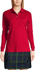 Lands' End School Uniform Kids Long Sleeve Interlock Polo Shirt