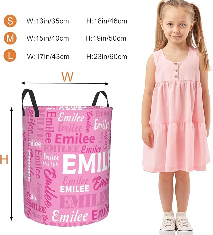 Custom Name Laundry Basket, Personalized Collapsible Laundry Hamper with Name for Bathroom Bedrooms, Customized Dirty Clothes Hamper Storage Basket Gifts for Kids Boys Girls Baby Men Women