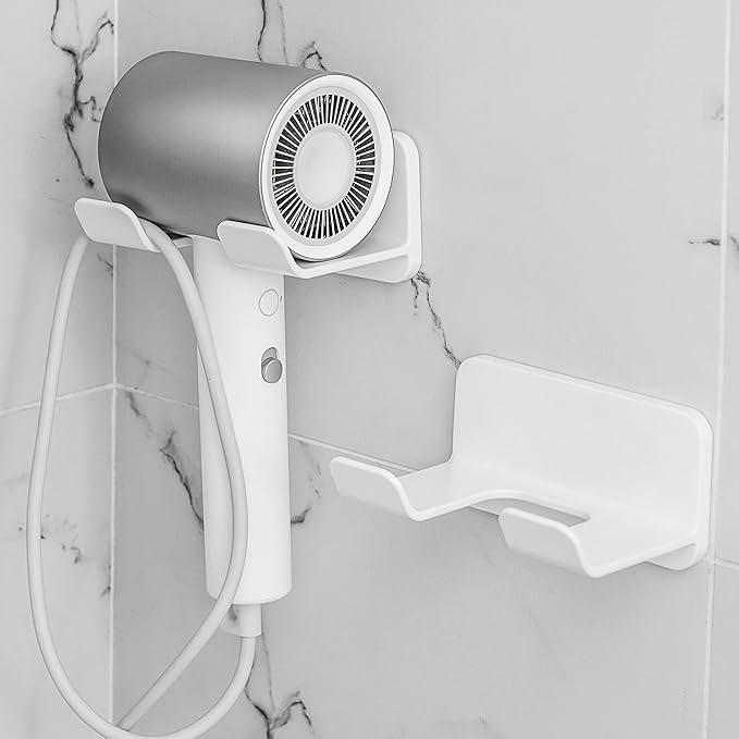 Premium Space-Saving Hair Dryer Holder – Wall-Mounted, Bathroom Organizer, Suitable for Hair Dryer and Other Bathroom Appliances – White