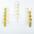 HomeCube USA Clear Acrylic Clothes Hanger with Gold Hooks & Clips – Heavy Duty Organizer for Skirts, Pants & More – Elegant Lucite Design for Closet, Home, Boutique & Retail Display