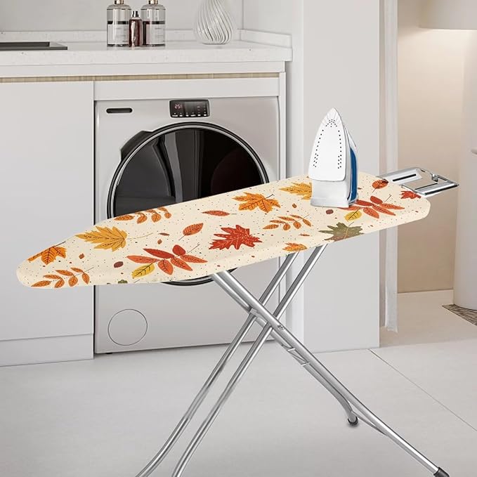 Marple Leaf Ironing Board Cover with Elastic Edge Stain Resistant Iron Board Cover Hook and Loop Fasteners 15x54 Inch Standard Size Pressing Cloth for Ironing