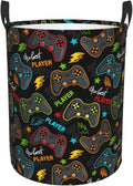Video Game Controller Round Laundry Hamper Gaming Joysticks Storage Basket Toys Clothes Organizer Bin For Home Bathroom Bedroom Dorm Nursery, 38l