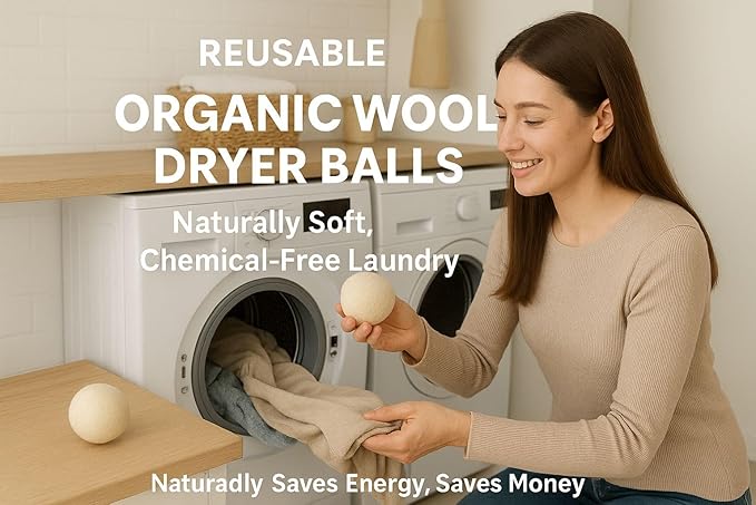 6XL 100% Organic Wool Dryer Balls – New Zealand Wool, Reusable Up to 1500 Loads, Fragrance-Free, Eco-Friendly Laundry Solution – 6-Pack in Gift-Ready Box Great idea for Christmas gift wool dryer ball.