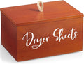 Wood Dryer Sheet Holder - Laundry Sheets Container with Lid - Farmhouse Laundry Room Organization and Storage for Laundry Room Decor and Accessories - Fabric Sheet Dispenser, Red Brown