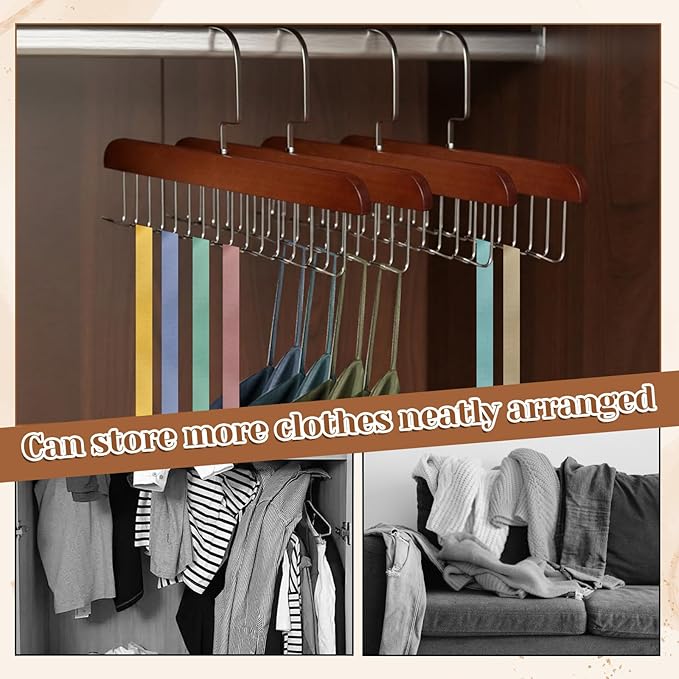 4 PCS Tie Rack Belt Hanger, Bra Hanger for Closet, Belts Rack with 32 Hooks Ties Holder 360° Rotatable Neck Tie Organizer Belt Holder Bra Organizer for Closet Space Saving for Ties, Scarves