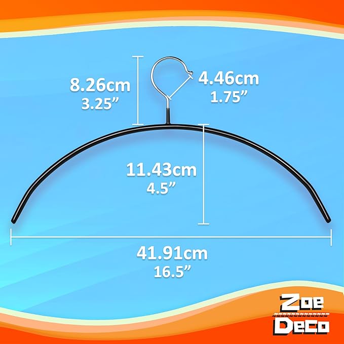 Clothes Hangers - 10 Pack, Black - Solid Premium Steel Iron Clothing & Sweater Hangers - Non-Slip No Shoulder Bumps with Grippy Coating - Sleek, Slim & Rounded - Space Saving Solution - by Zoe Deco