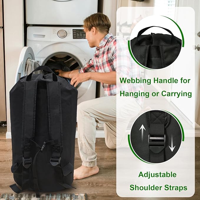 Large Laundry Bag Backpack with Padded Shoulder Straps,College Dorm Room Essentials Laundry Back pack,Adjustable Chest Clasp,Laundry Bookbag for Travel,Laundromat,Apartment,Students