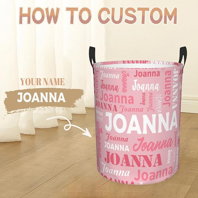 Custom Name Laundry Basket, Personalized Collapsible Laundry Hamper with Name for Bathroom Bedrooms, Customized Dirty Clothes Hamper Storage Basket Gifts for Kids Boys Girls Baby Men Women