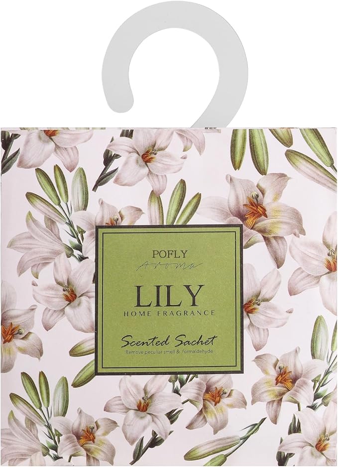 12 Pack Large Lily Scented Sachets – Hanging Closet & Drawer Deodorizer & Air Freshener, Long-Lasting Aroma