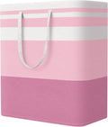StorageRight Large Collapsible Laundry Basket Hamper with Easy Carry Handles，Freestanding Clothes Hampers for Laundry, Bedroom, Dorm, Towels, Toys, 100L, Pink
