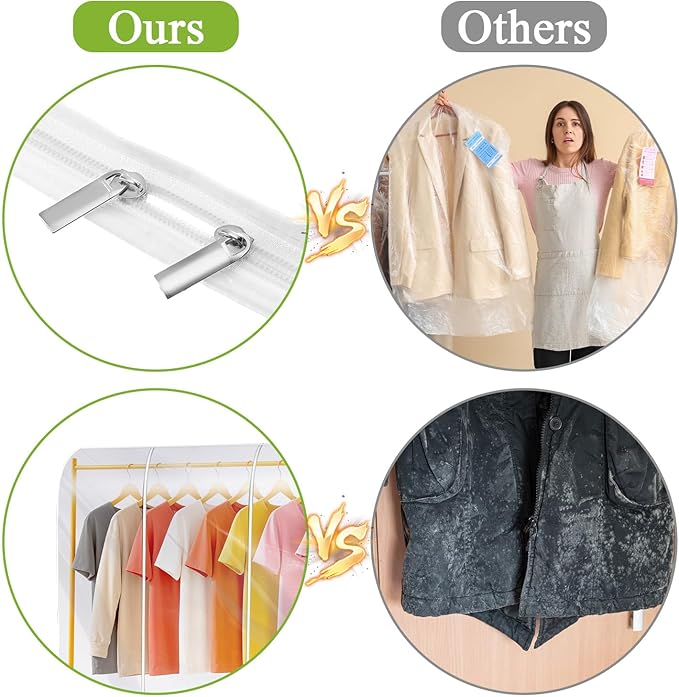 simarro 6Ft Clear Clothes Rack Cover, 71"L x 20" W x 60"H Garment Rack Cover With 2 Durable Zipper Waterproof Protectors for Garment Rack(Rack Not Included)