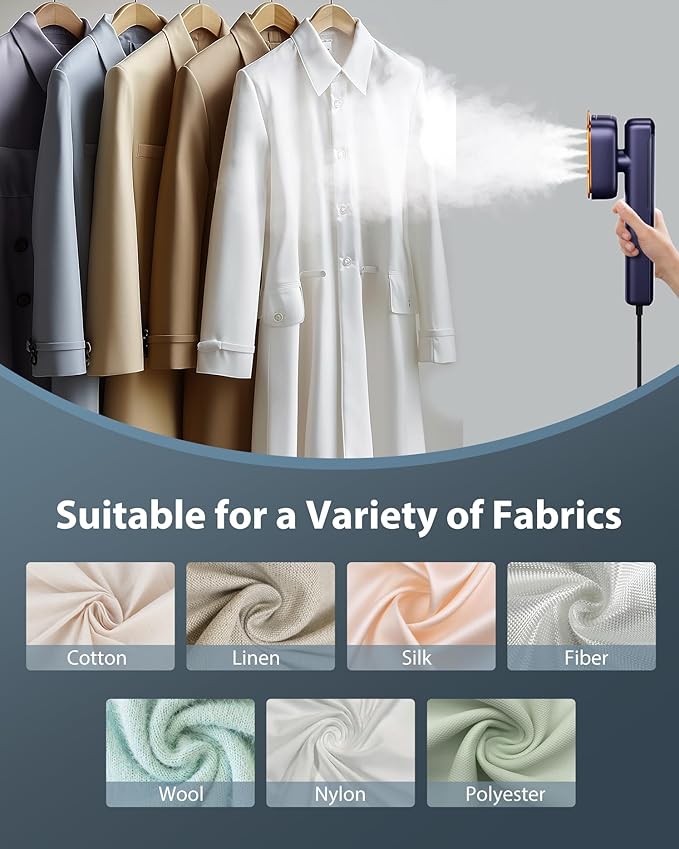 110-240V Travel Steamer for Clothes, 1100W Portable 2-in-1 Steamer ＆ Iron 2 In 1 Handheld Garment Steamer Iron, Large Ceramic Heat Panel for Home & Global & Europe Traveling