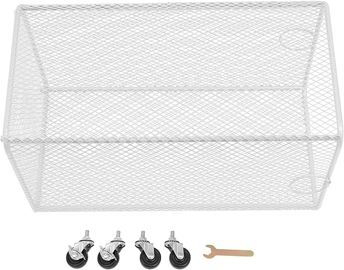 Rolling Laundry Basket Cart, Metal Laundry Hamper with Wheels, Laundry Organizer Basket Cart, Clothes Storage Organizer Hamper for Living Room,Bathroom,Closet (White, Square)