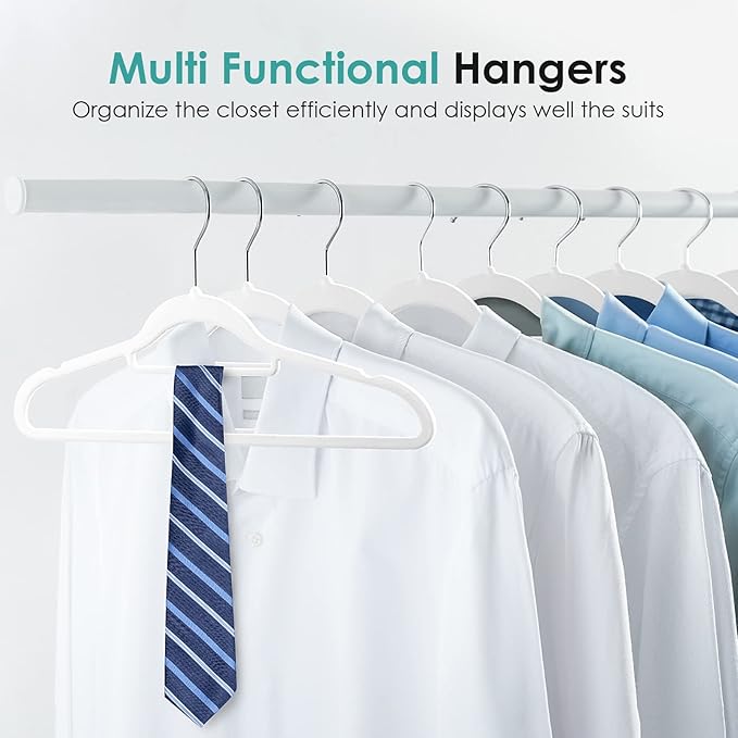 Velvet Hangers Non Slip Felt Hangers, 30 Pack White Velvet Clothes Hangers Space Saving Slim with 360 Degree Swivel Hook for Suits Coats, Jackets, Pants, and Dress Clothes
