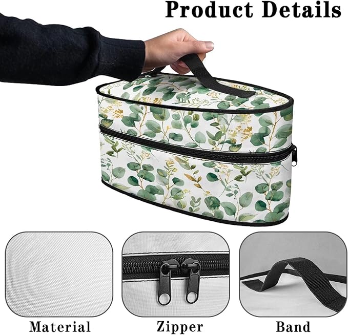 Green Leaves Iron Tote Case for Travel, Mini Steam Iron Dustproof Protective Carrying Bag Universal for Most Iron with Handle