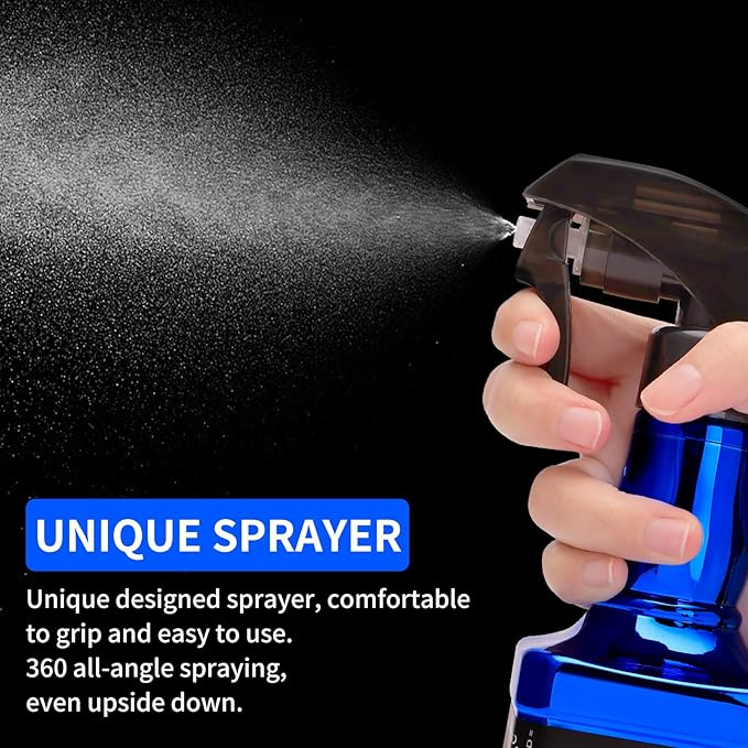 Water Sprayer 500ml/16.9oz Hair Spray Bottle Hairdressing Barber Spray Bottle Whisky Squirt Bottle Mist Salon Hair Tools Home Gardening (Blue)