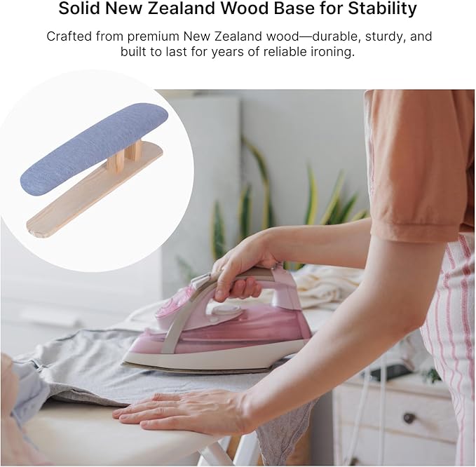 Mini Ironing Board with Wood Base Replacement Cover Ironing Stool Iron Board for Craft Rooms Household Collars Garments Cuffs, Gray 57cmx13cmx16cm