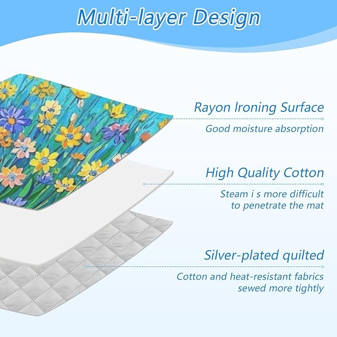 Ironing Mat Pad for Table Portable Travel Iron Blanket Ironing Board Covers Pressing Mat Heat Press Pads 27.6x47.2 Inches Flower Leaf Orange Purple51