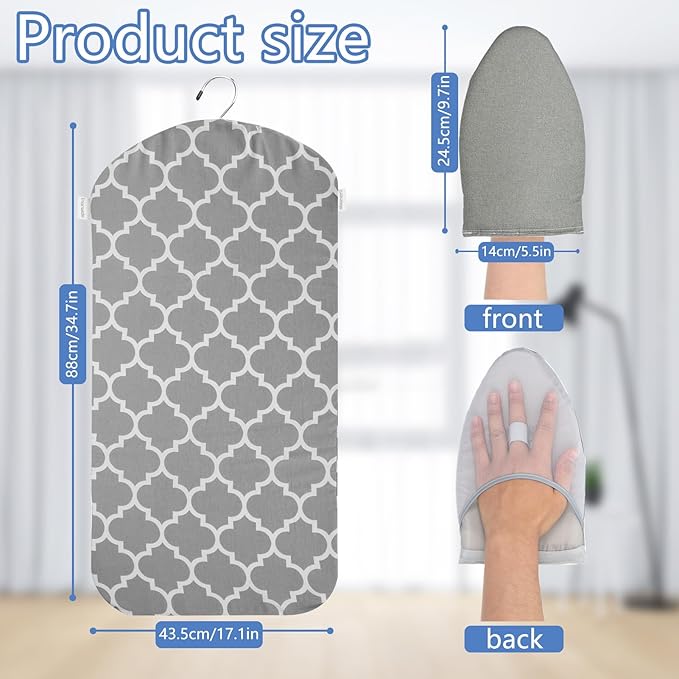 Floral Steamer Board for Clothes with Ironing Glove,34.7"×17.1" Steamer Hanging Ironing Board for Steaming Clothes,Steamer Pad,Hanging Steam Iron Pad,Clothes Steamer Board Stand for Steaming Clothes