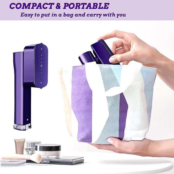 Compact Handheld Steamer, 30S Rapid Preheating 1200W Clothes Wrinkle Remover,100ml Large Water Tank Steam Iron, Capable of Removing Wrinkles on Fabrics, Clothes & Indoor Decorations (Purple)