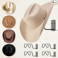 Livelab Cowboy Hat Holder, (4 Pack) Cowboy Hat Rack for Wall Mount, Metal Hat Organizer Storage Cowboy Hats Hanger Hooks for Fedora, Sun Hats, Wide Brim