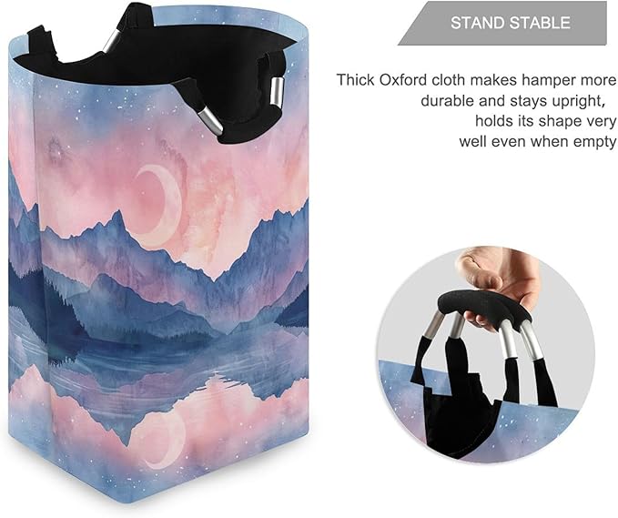 xigua Sky with Stars Large Laundry Hamper with Handle, Foldable Clothes Hamper Collapsible Storage Basket for Toys and Clothes Organization in Bedroom, Bathroom, and Laundry Room