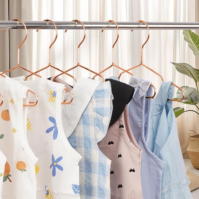 VWV Copper Hanger, 20 Pack 9.84 Inch Kids Baby Metal Hanger, Sturdy Baby Hangers for Wardrobe, Space Saving Toddler Hangers